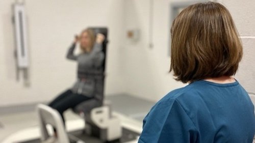 The Leo Cancer Care Upright Patient Positioning System